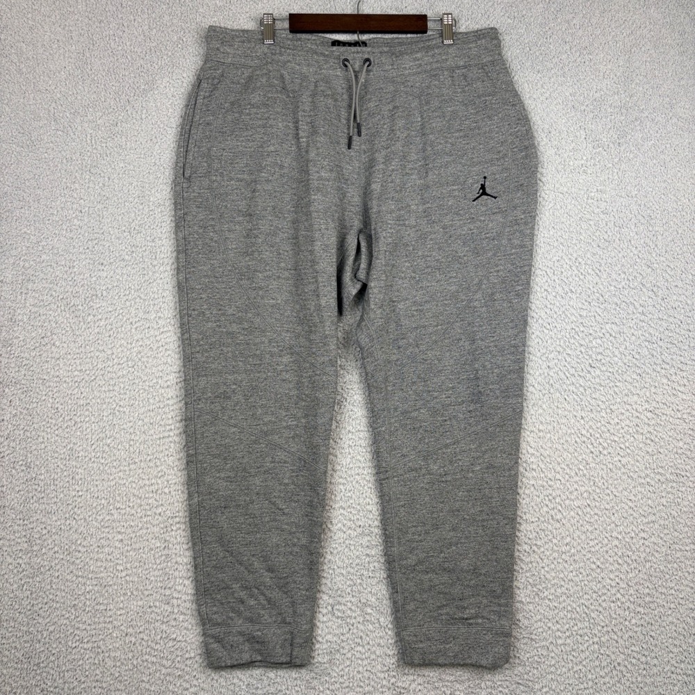 Jordan Sweatpants Mens 3XL Gray Nike Jumpman Logo Fleece Joggers Sportswear